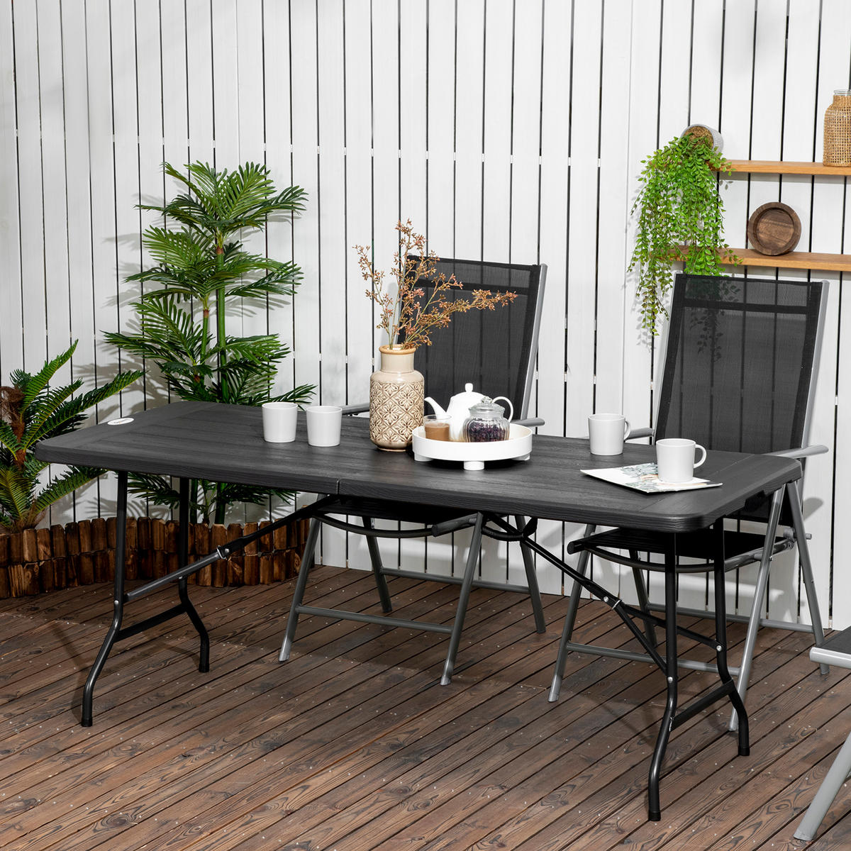 GARTENTISCH Dunkelgrau 180.0/75.5/73.0cm - Dunkelgrau, Metall (180/75.5/73cm)