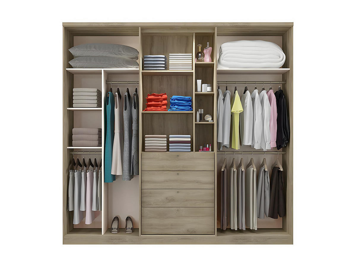 KLEIDERSCHRANK - 240 cm x 53.8 cm - Holz, Platte - Naturfarben Hell ISAK - Naturfarben, Holz (240/231/53.8cm) - Vente-Unique