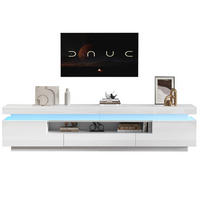 TV-LOWBOARD aus Spanplatte 175x38x45 cm Weiß mit LED-Beleuchtung, 2 Schränken und Schublade - Weiß, Holzwerkstoff (175/45/38cm) - IVMEU