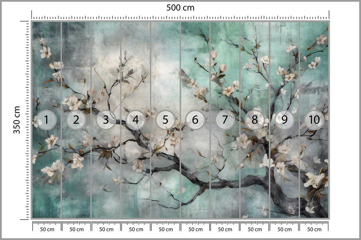 FOTOTAPETE für Schlafzimmer Abstrakte Kirschblüten Beton Pflanzen 500x350 - Beige/Braun, Papier (500/350cm) - Muralo