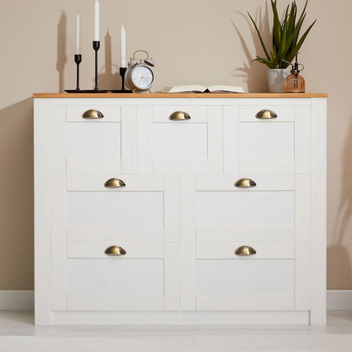 SIDEBOARD BOLTON - Weiß/Braun, Holz (110/87/40cm) - IDIMEX
