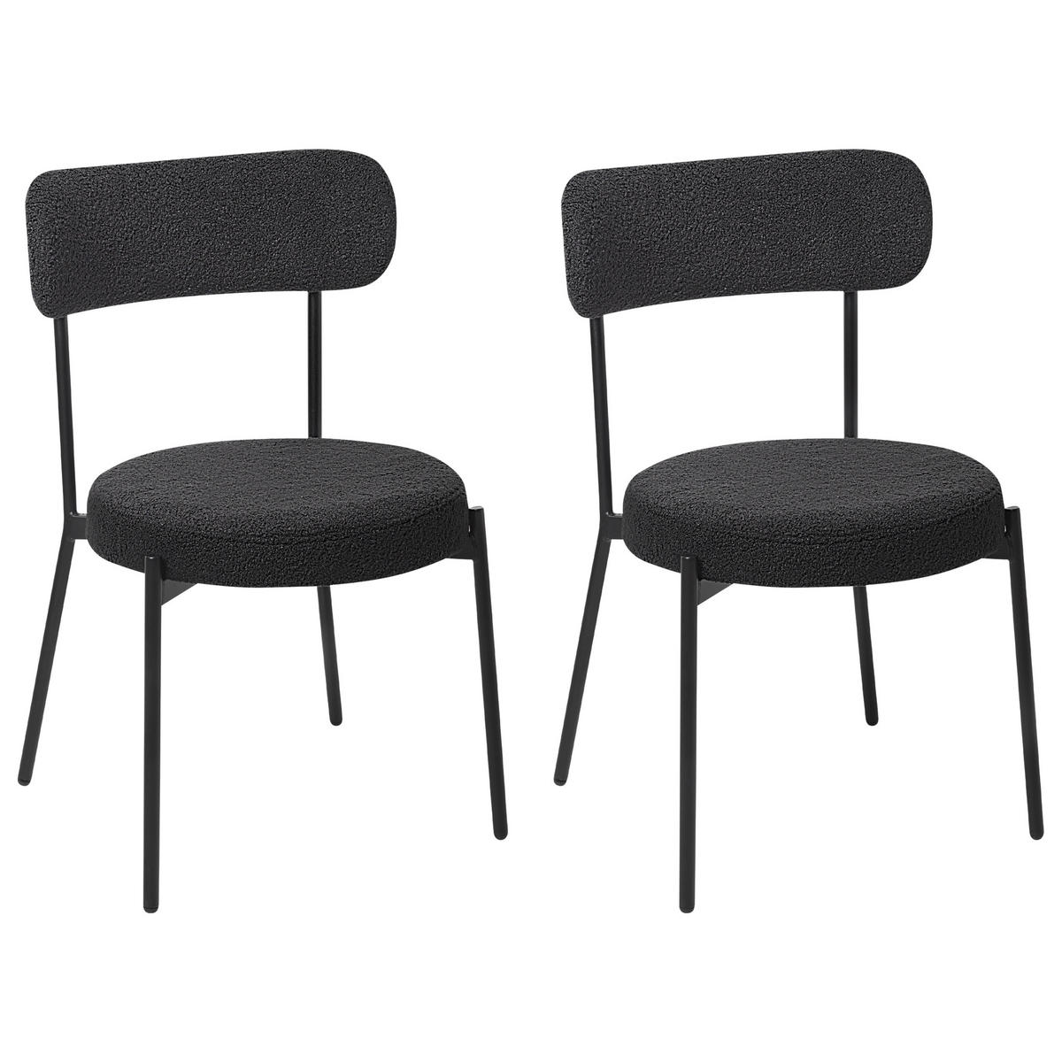 ÉTKEZŐSZÉK 2 darabos Szett Buklé Fekete Allison - fekete, textil (47/77/52cm) - Beliani
