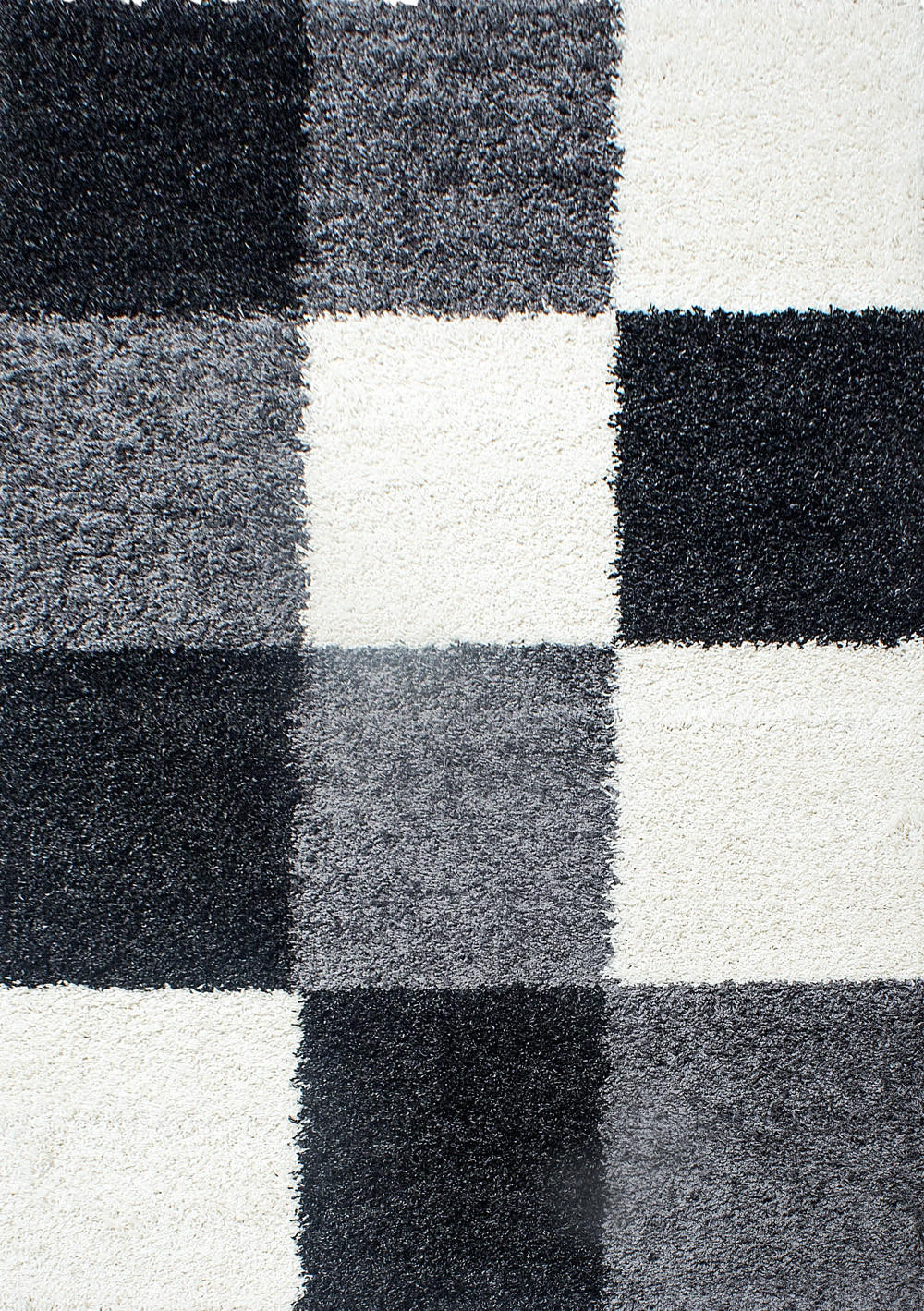 TEPPICH Hochflor Karo Polypropylen Wohnzimmer Shaggy Schwarz Läufer 60x110 - Schwarz, Textil (60/110cm) - KADIMA DESIGN