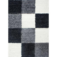 TEPPICH Hochflor Karo Polypropylen Wohnzimmer Shaggy Schwarz Rechteckig 120x170 - Schwarz, Textil (120/170cm) - KADIMA DESIGN
