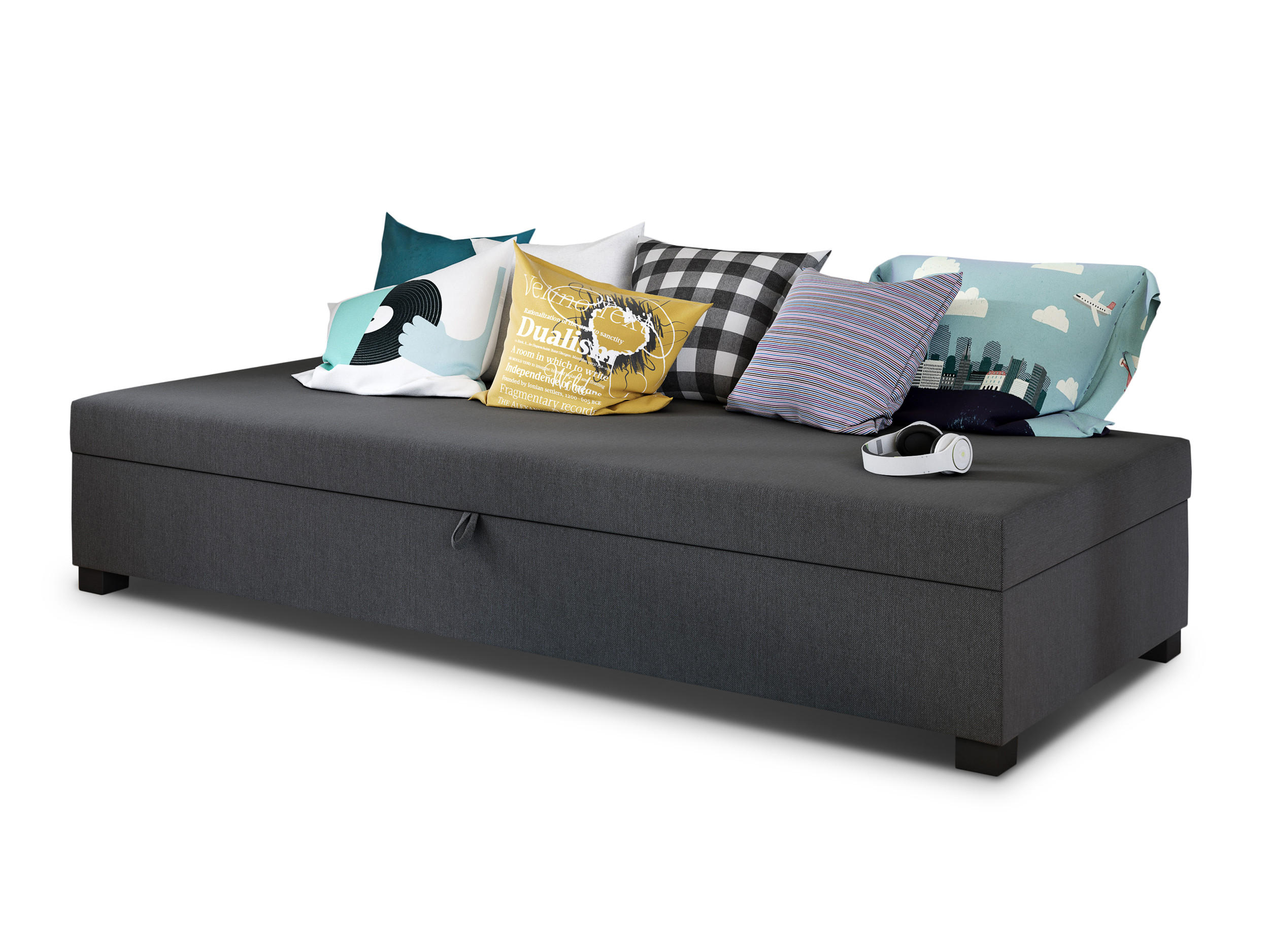SCHLAFSOFA Misti I - Schwarz/Grau, Holz/Kunststoff (195/38/80cm)