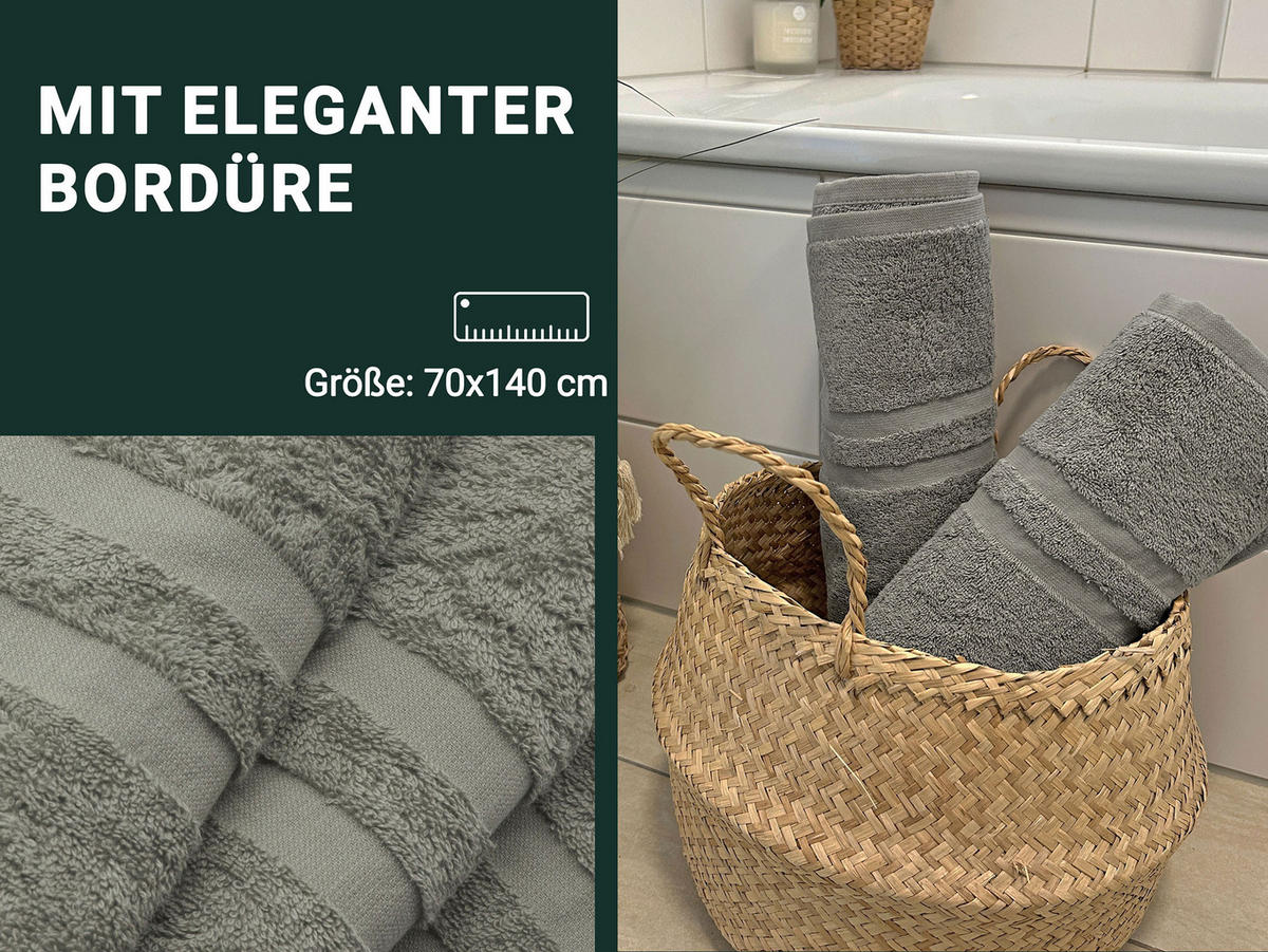 DUSCHTÜCHER, 5er-Set, 70x140 cm, 100% Baumwolle, Braun - Taupe, Textil (70/140cm) - Zollner