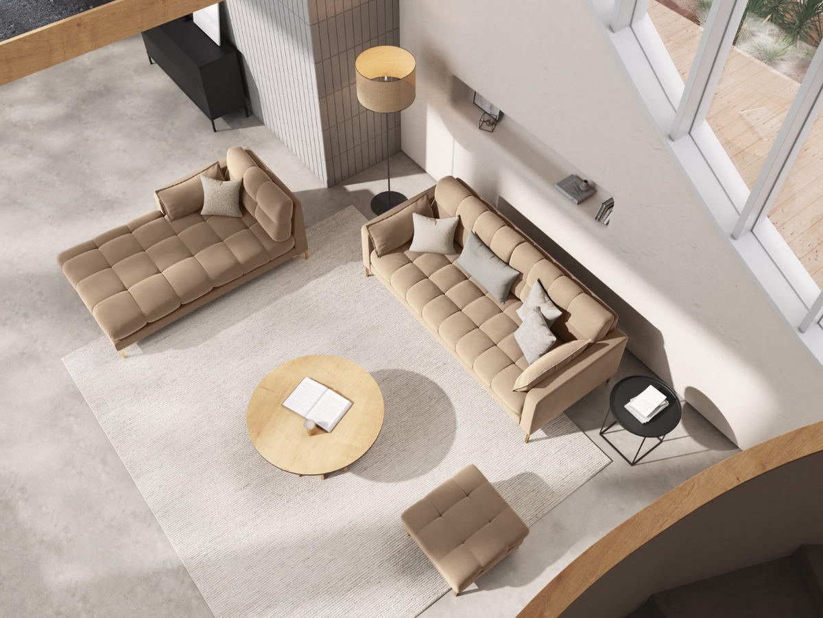 POUF Mamaia aus Samt beige - Beige, Textil (60/41/60cm) - Micadoni