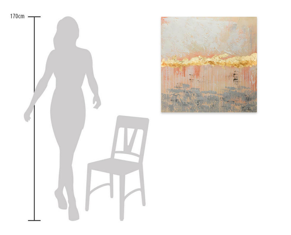 ÖLGEMÄLDE 80/80 cm - Pink/Beige, Holz/Textil (1.6/80cm) - KUNSTLOFT