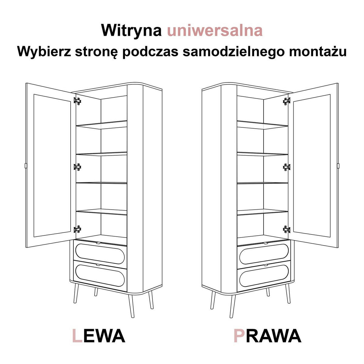 VITRINE SHADOW verglast mit Regalböden - Schwarz, Holzwerkstoff (78/192/40cm) - Lookway