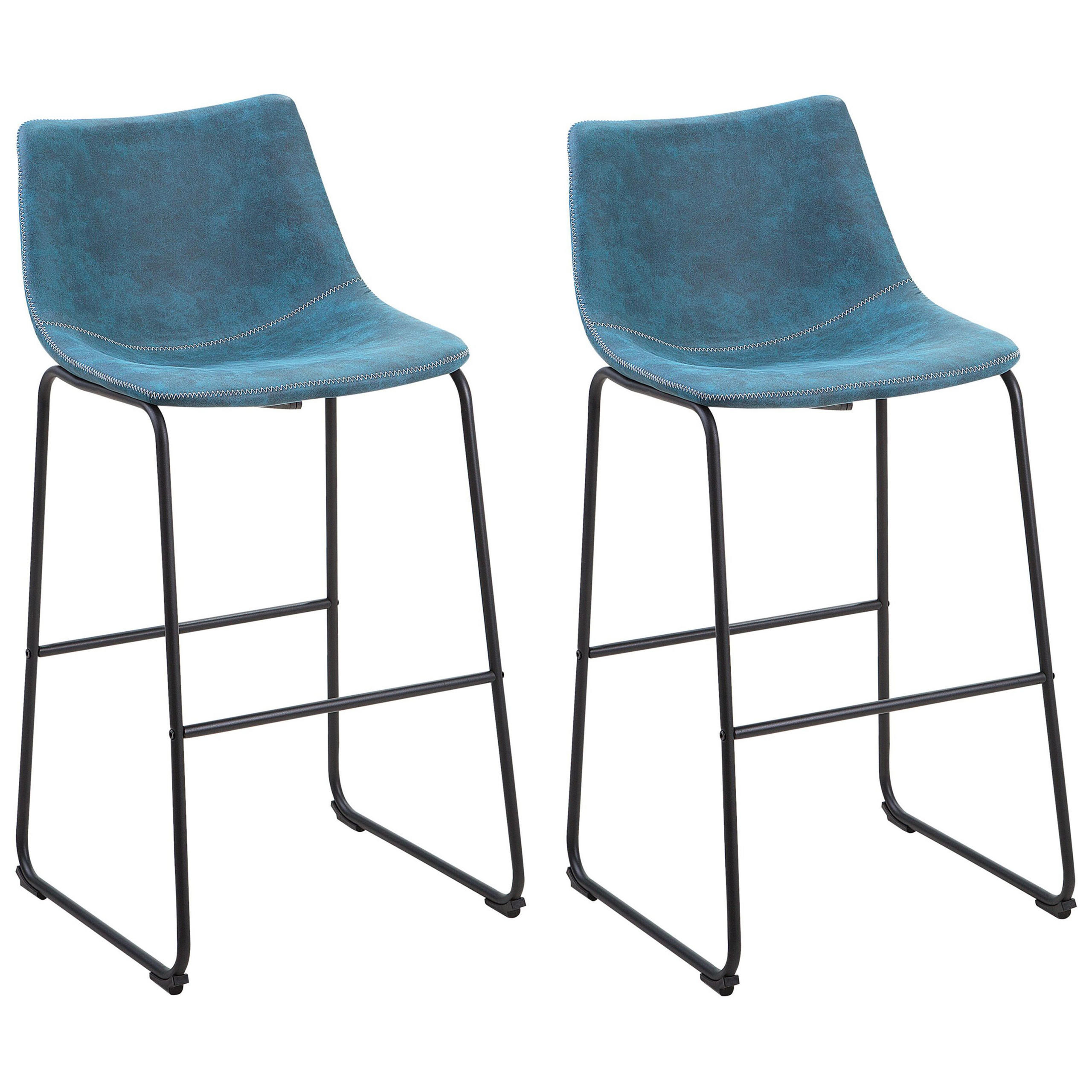 BARSTUHL 2er-Set Polsterbezug Blau Franks - Blau, Textil/Metall (46/99/46cm) - Beliani