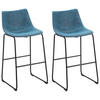 BARSTUHL 2er-Set Polsterbezug Blau Franks - Blau, Textil/Metall (46/99/46cm) - Beliani