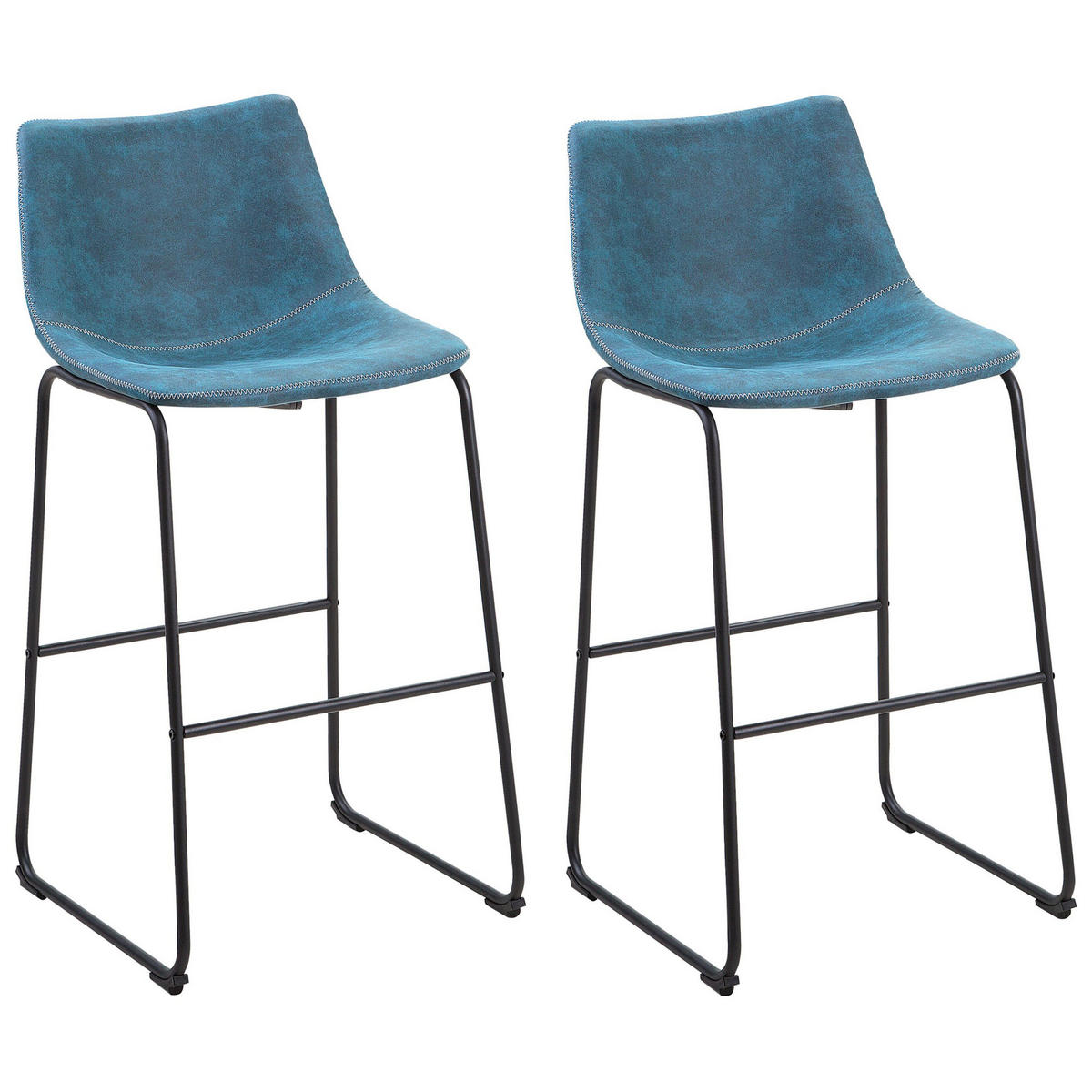 BARSTUHL 2er-Set Polsterbezug Blau Franks - Blau, Textil/Metall (46/99/46cm) - Beliani