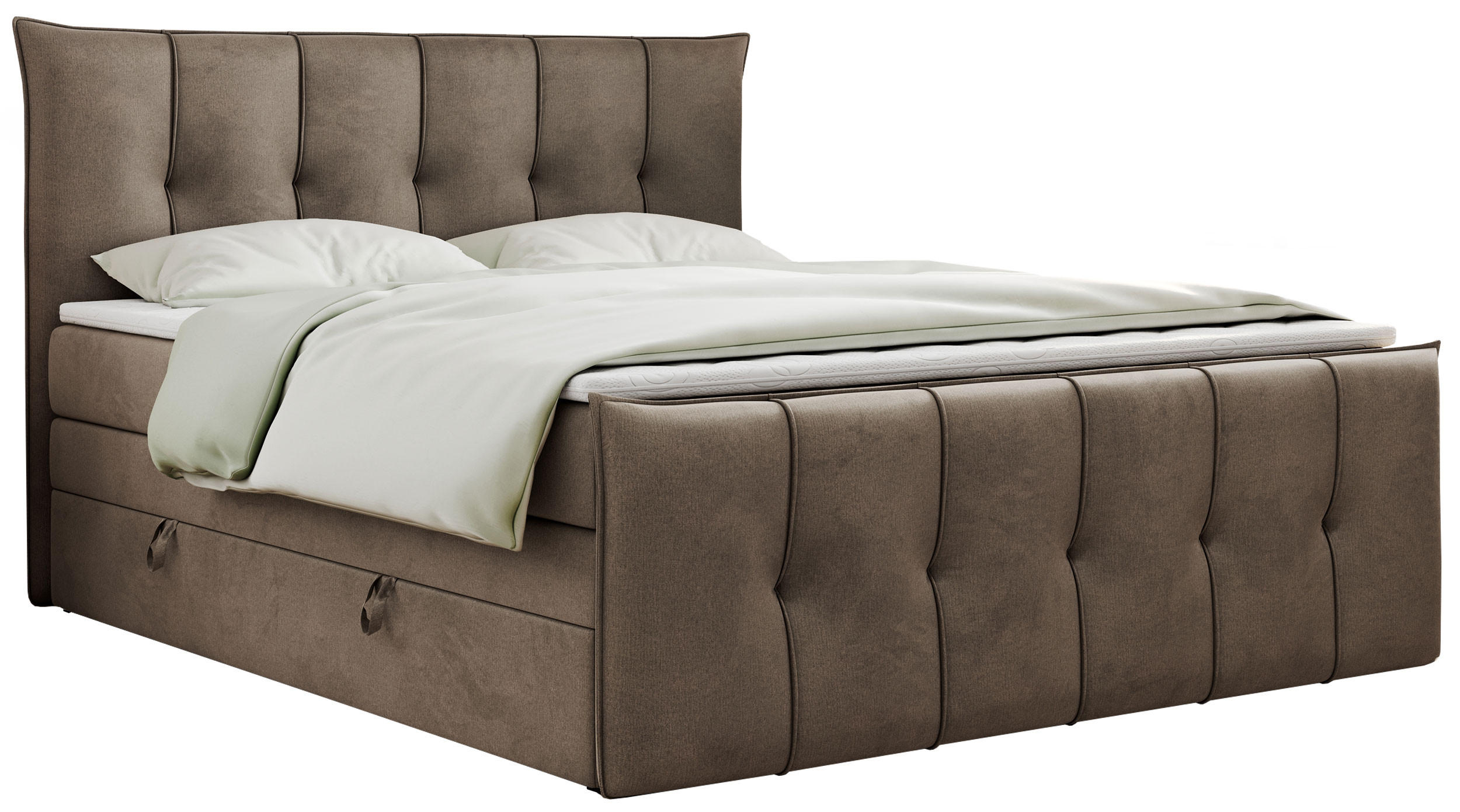 BOXSPRINGBETT PREMIUM 11 KING 140/200 Braun Velvet - H4 - Braun, Holz/Textil (140/200cm) - MKS
