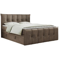 BOXSPRINGBETT PREMIUM 11 KING 180/200 Braun Velvet - H4 - Braun, Holz/Textil (180/200cm) - MKS