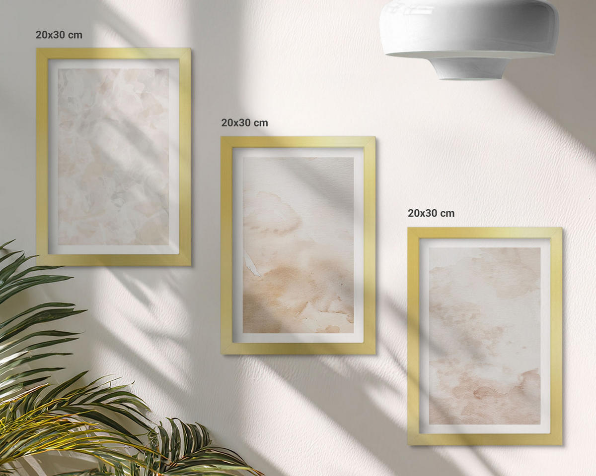 BILDER SET 3er Set - 20x30 cm Goldrahmen - Modische Pastelltexturen - Goldfarben, Kunststoff (20/30cm) - TULUP