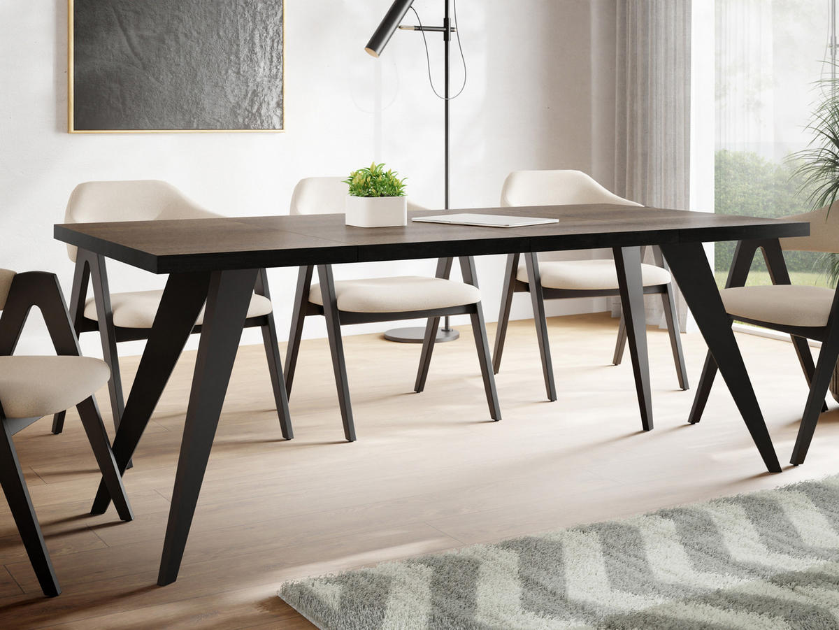 ESSTISCH Quadro quadratischer ausziehbarer, Arvadonna Chestnut 100-200/100/76 cm - Kastanienfarben/Schwarz, Holz/Holzwerkstoff (100/100/76cm) - WFL GROUP