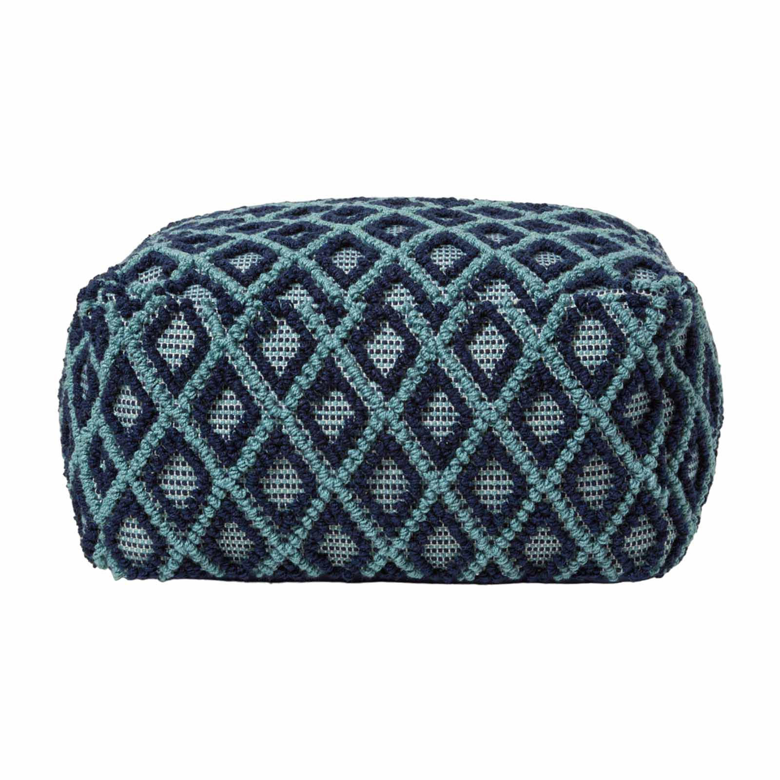 SITZPOUF Tula blau-grün gemustert, 55/55/30 cm - Blau, Textil (55/30/55cm) - Homescapes