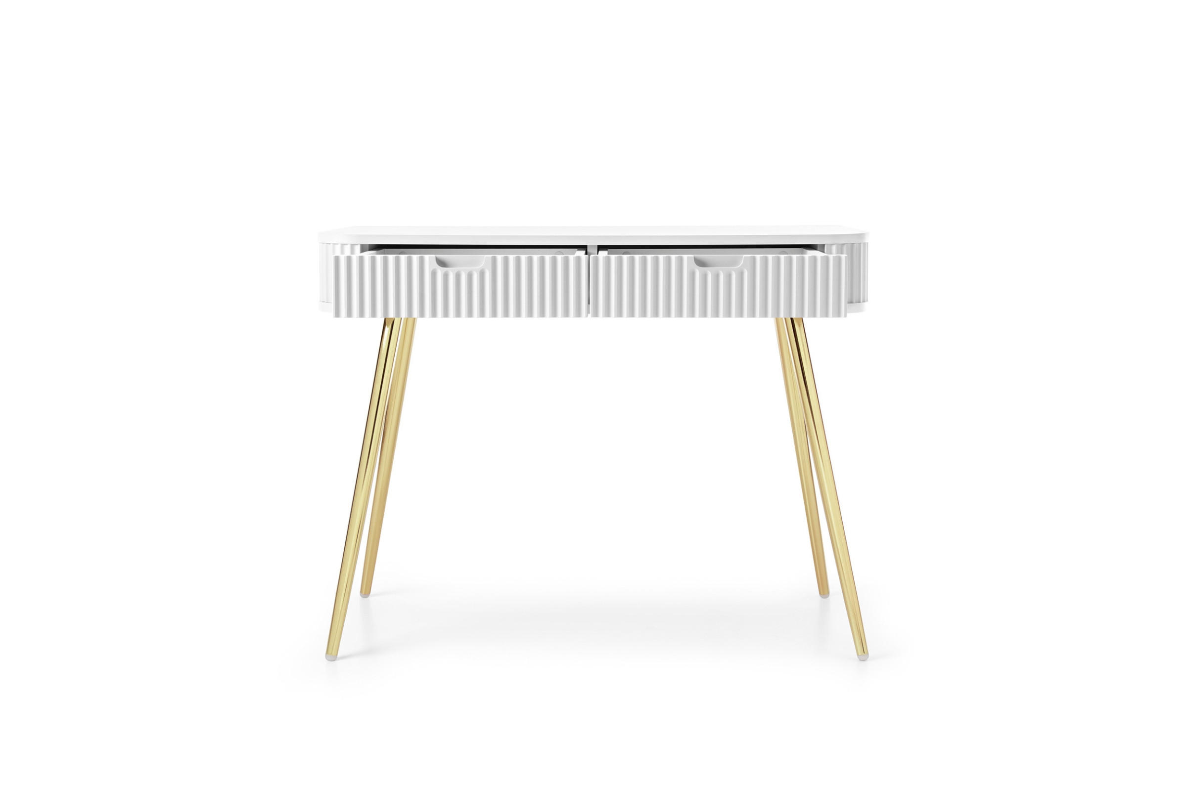 SCHMINKTISCH MODERNO 103/80/49 in Weiß/Gold - Goldfarben/Weiß, Holzwerkstoff (49/103/80cm) - Deine Möbel 24
