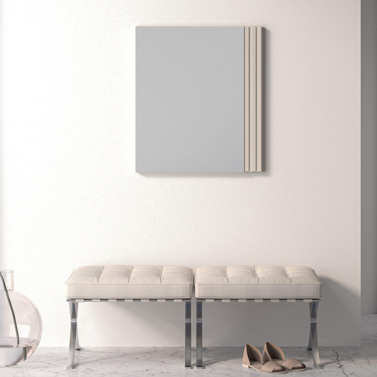 WANDSPIEGEL DROMA - Creme, Glas/Holzwerkstoff (53/61/2cm) - KONSIMO®