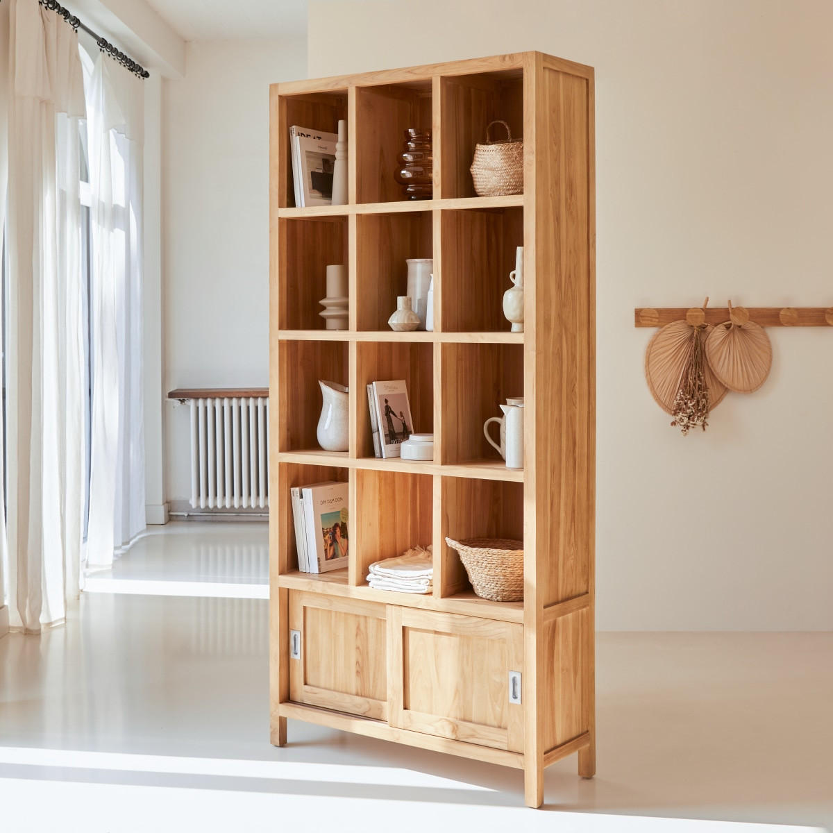 BÜCHERREGAL Coffee Tek Natur aus Teak - Naturfarben, Holz (100/215/35cm) - Tikamoon