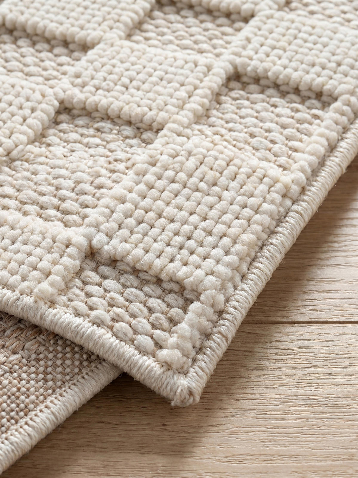 TEPPICH Flachgewebe LANGAU in Creme, mit Schachbrettmuster, 80 x 250 cm - Creme, Textil (80/250cm) - KADIMA DESIGN