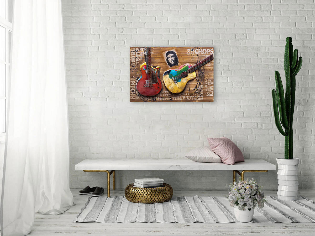 HOLZBILD Braun 90/60 cm - Braun, Holz/Metall (3.3/60cm) - KUNSTLOFT