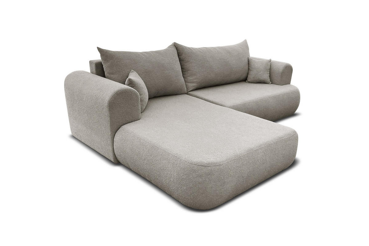 ECKSOFA BRAVO 280/180 in Bouclé Grau-Beige links - Graubraun, Holz/Holzwerkstoff (280/180cm) - Deine Möbel 24
