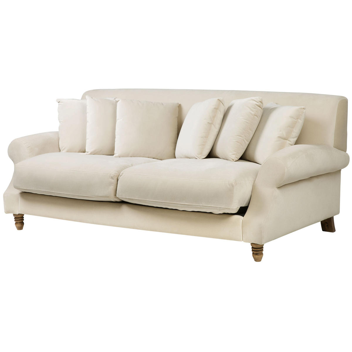3-SITZER-SOFA Samtstoff Cremeweiß Eike - Weiß, Textil (186/82/102cm) - Beliani
