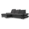 ECKSCHLAFSOFA Karo mit verstellbaren Kopfstützen Graphit links - Schwarz/Graphitfarben, Textil/Metall (265/156cm) - Beautysofa