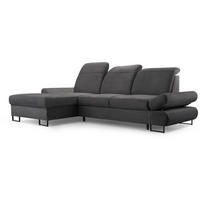 ECKSCHLAFSOFA Karo mit verstellbaren Kopfstützen Graphit links - Schwarz/Graphitfarben, Textil/Metall (265/156cm) - Beautysofa
