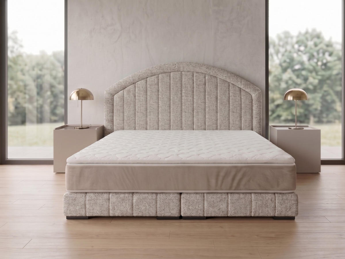 POLSTERBETT LEON2 200x 200 cm Farbe: Beige - Beige, Textil (200/200cm) - A&J MöbelLand