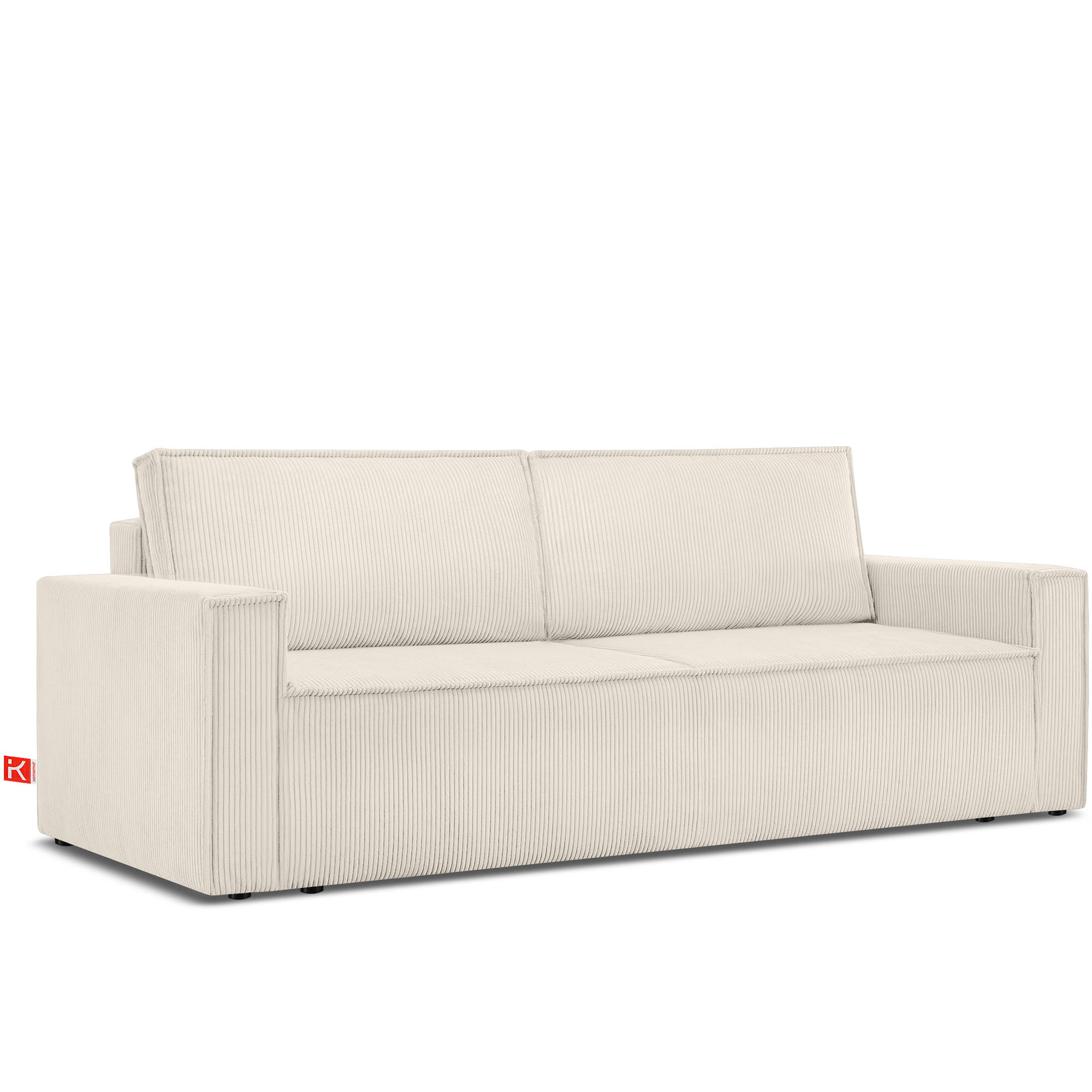 SCHLAFSOFA NAPI in Pet Friendly Cord-Stoff, ecru - Ecru/Schwarz, Textil (228/89/101cm) - KONSIMO®
