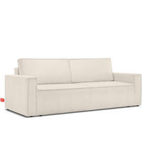 SCHLAFSOFA NAPI in Pet Friendly Cord-Stoff, ecru - Ecru/Schwarz, Textil (228/89/101cm) - KONSIMO®