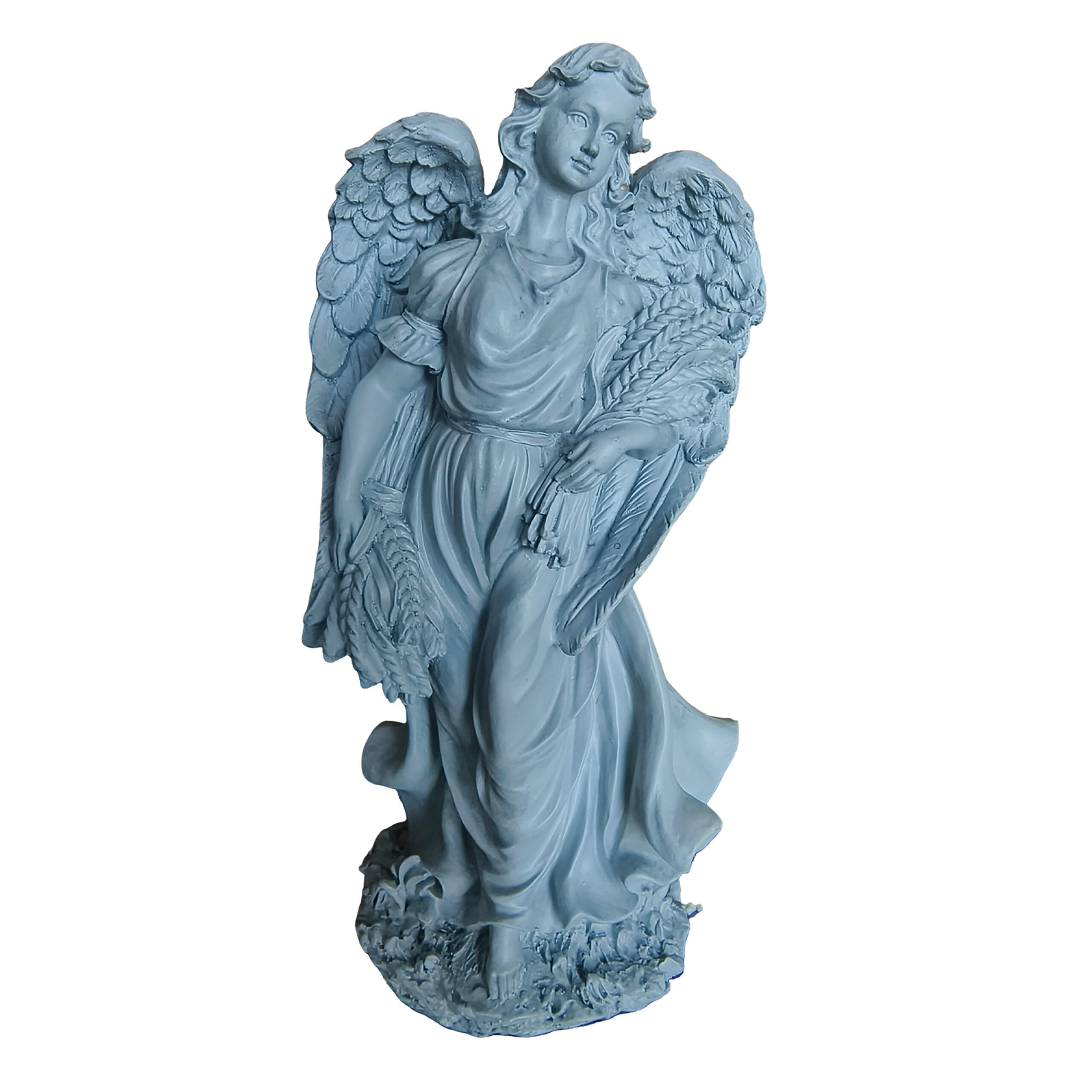 Relaxdays ANDĚL šedý hřbitovní z polyresinu mrazuvzdorný 46,5 cm