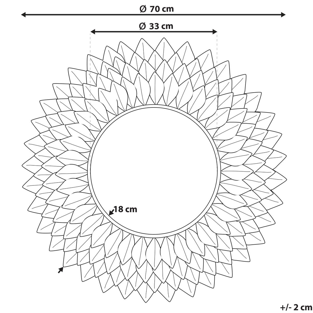 WANDSPIEGEL altsilber rund 70 cm Larrau - Silberfarben, Metall (70/70/4cm) - Beliani