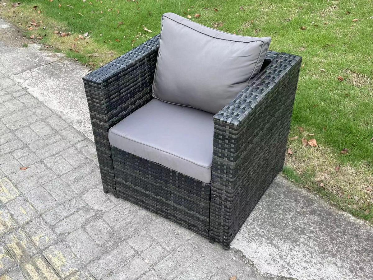 GARTENMÖBELSET mit Esstisch,Stuhl 9-Sitzer Grau - Dunkelgrau/Grau, Glas/Kunststoff - Fimous