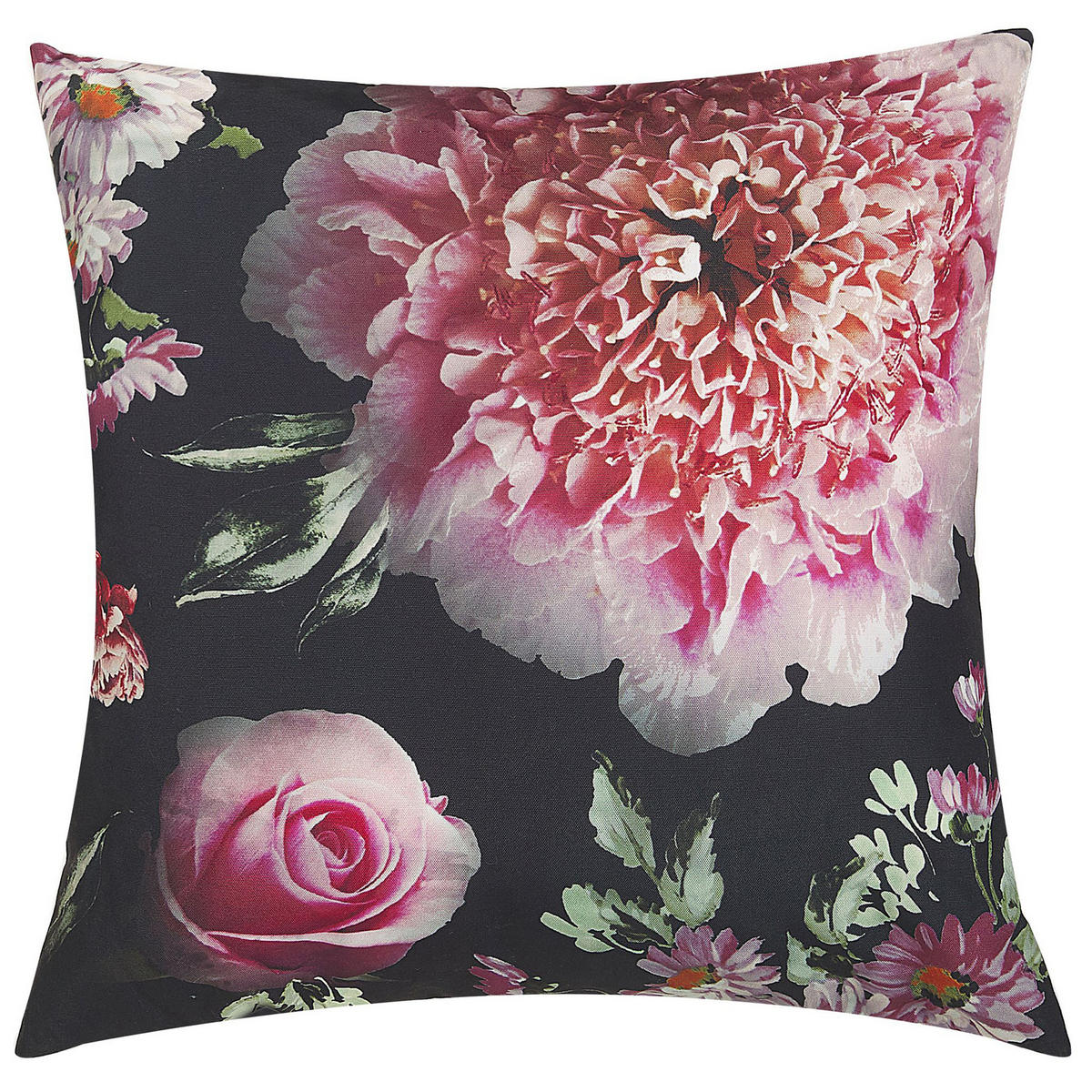 DEKOKISSEN 2er-Set Schwarz 45/45 cm Hedera - Schwarz, Textil (45/45cm) - Beliani