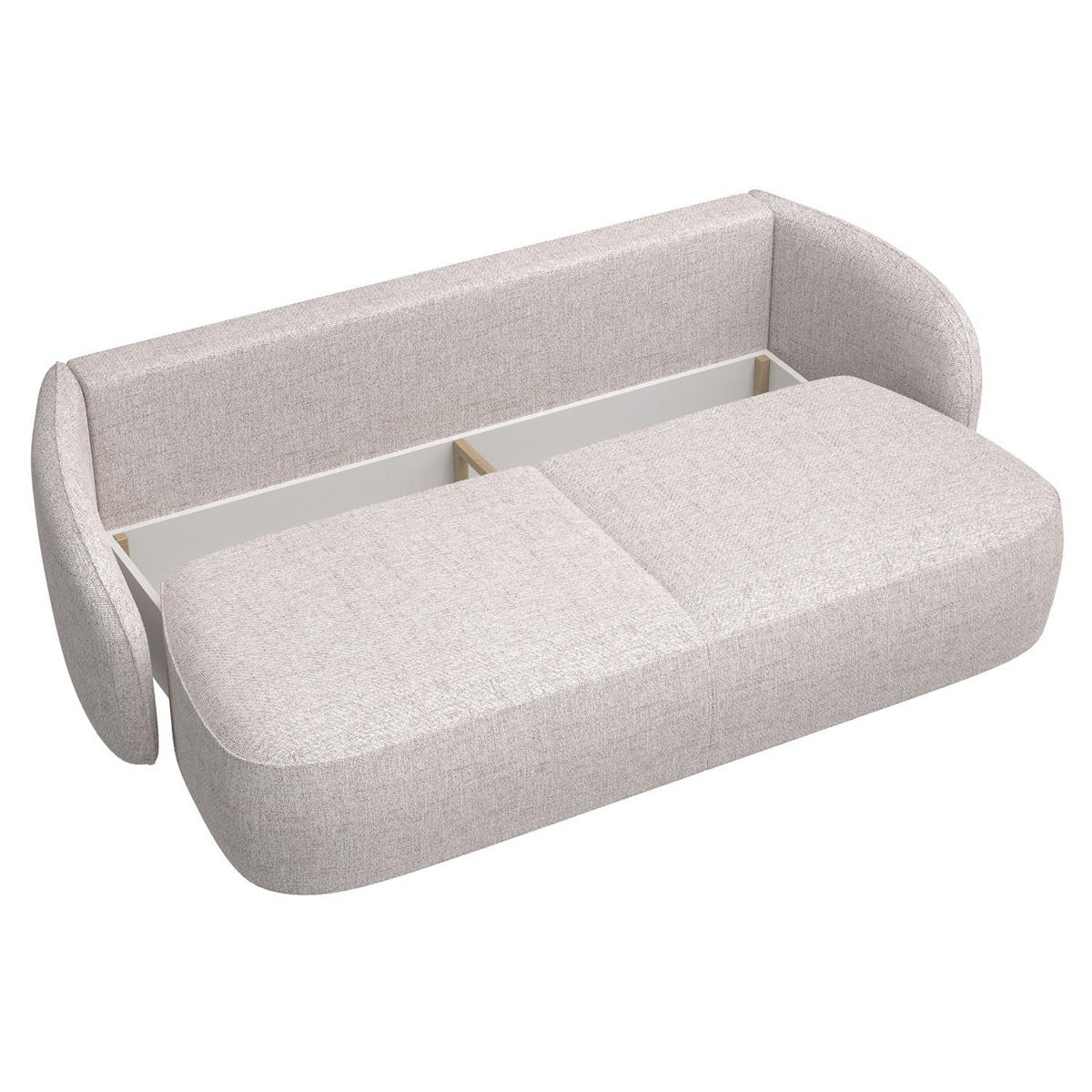 3-SITZER-SOFA Savoy Hellbeige mit Schlaffunktion - Ecru/Schwarz, Kunststoff/Textil (254/96/105cm) - Selsey