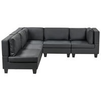 COLȚAR modul cu 5 locuri pe partea dreaptă negru piele ecologică Unstad - negru, material plastic (228/228cm) - Beliani
