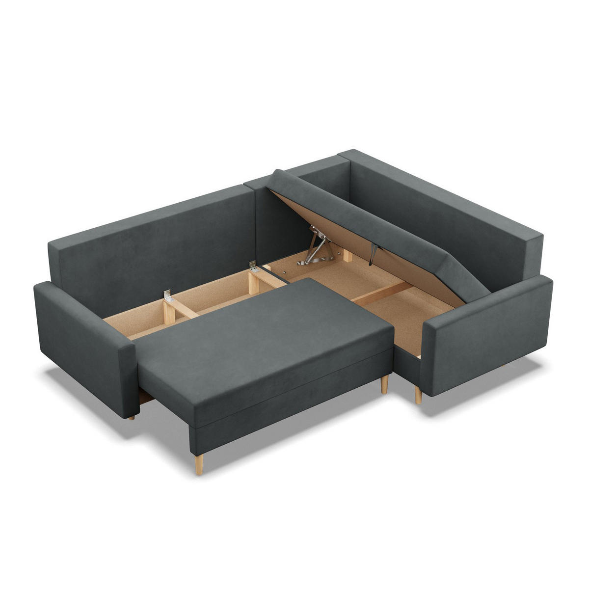 ECKSOFA Blank rechts dunkelgrau - Dunkelgrau, Textil (223/172cm) - SIMKAM Furniture