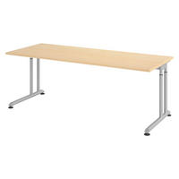 SCHREIBTISCH Serie-Z 80/200/74 cm in Ahornfarben/Silberfarben - Silberfarben/Ahornfarben, Holzwerkstoff (80/200/74cm) - bümö