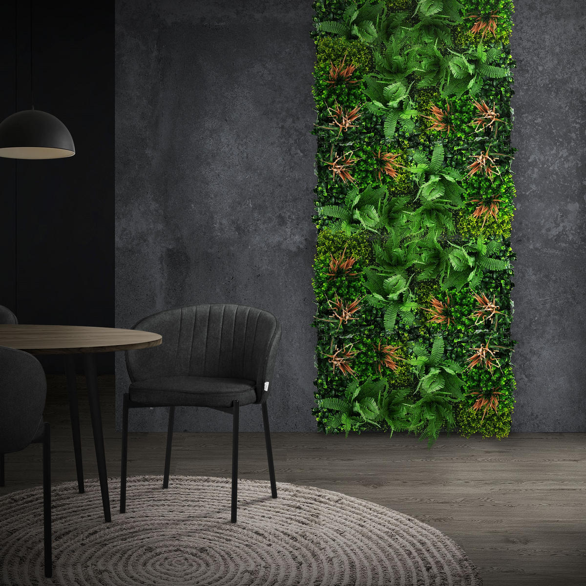 KÜNSTLICHE PFLANZENWAND 4er Set 50x50 cm Kunstpflanzen Wand Innen Aussen Grün Tropical Mix - Waldgrün/Kupferfarben, Kunststoff (50/50/10cm) - ECD-Germany