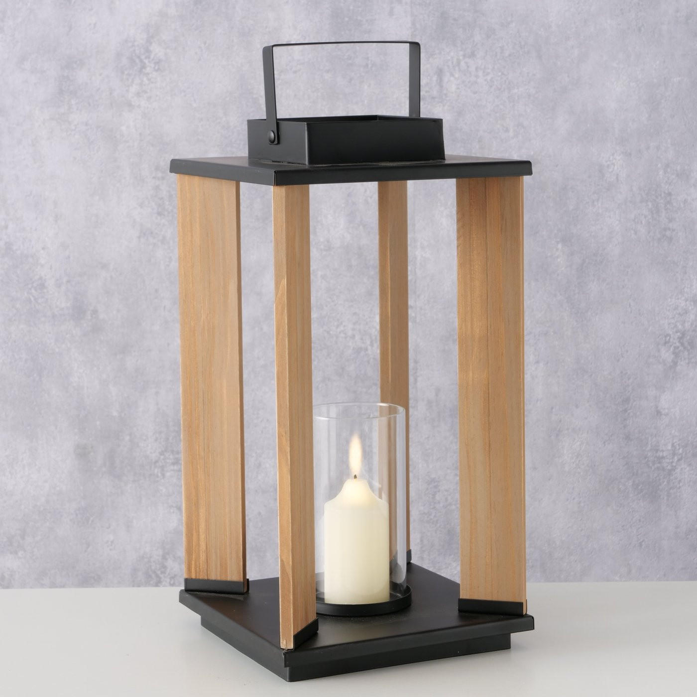 LATERNE Ventana 20,7/20,7/40,5 cm - Braun, Holz (20.7/40.5/20.7cm) - Boltze Home