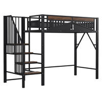 HOCHBETT 90/200 cm in Schwarz mit Stauraum und Fensterdesign - Schwarz, Holz/Metall (90/200cm) - STILVORA