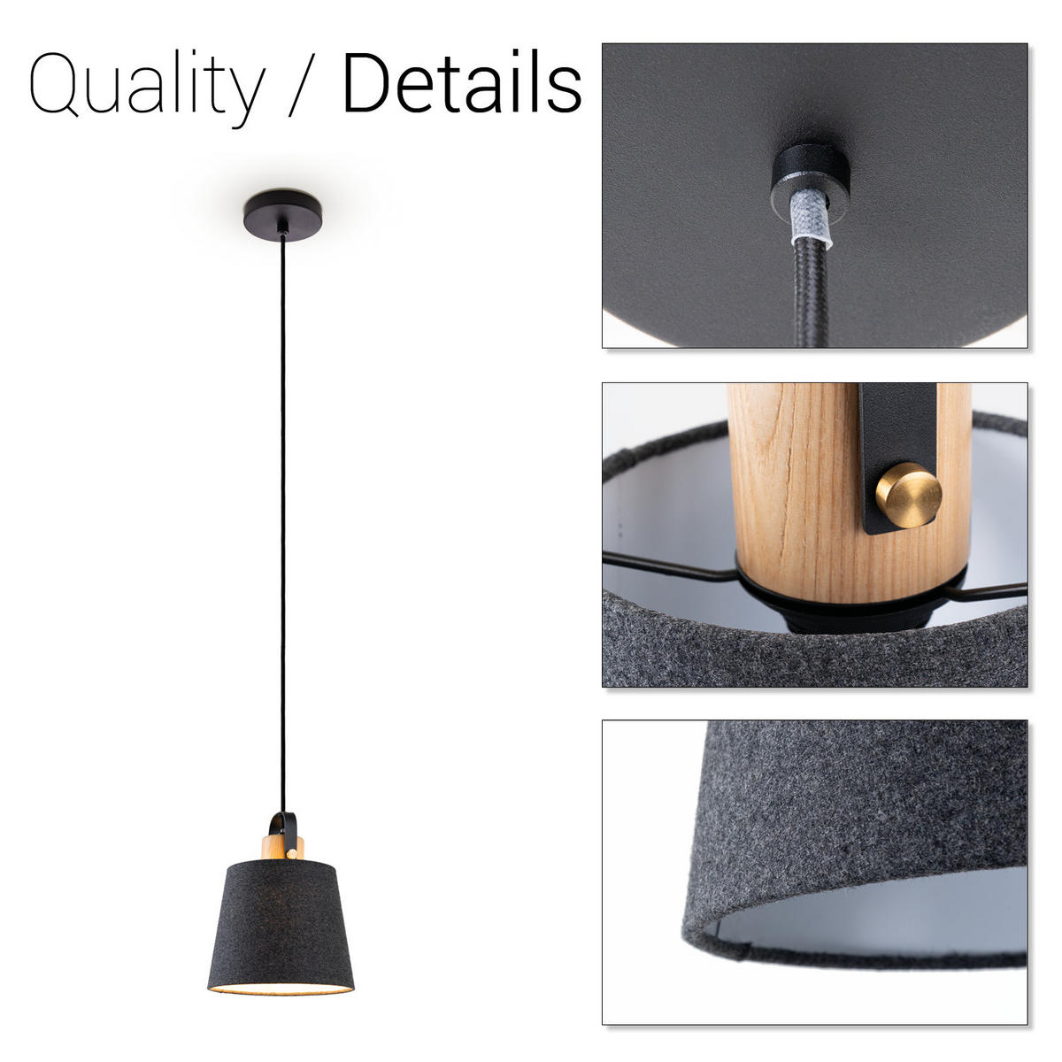 PENDELLEUCHTE Marta L - Schwarz, Metall (20/20/25cm) - Paco Home