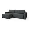 ECKSOFA BESMIR Graphitfarben Kordstoff mit Schlaffunktion - Graphitfarben, Holz (275/148cm) - MASSENO