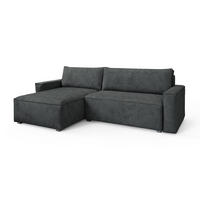ECKSOFA BESMIR Graphitfarben Kordstoff mit Schlaffunktion - Graphitfarben, Holz (275/148cm) - MASSENO
