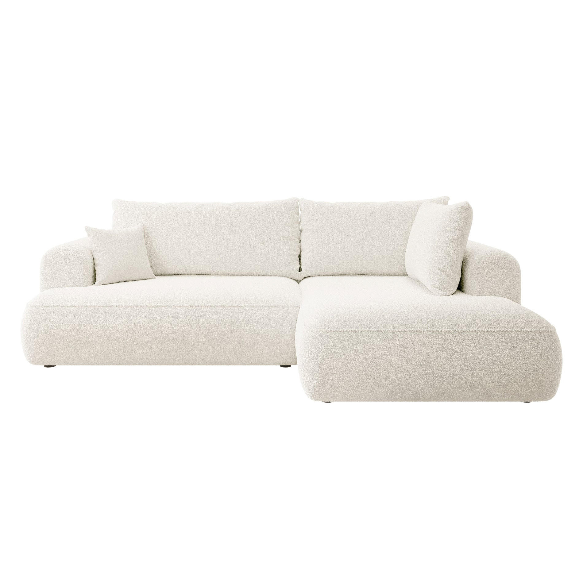 ECKSOFA Ovo Creme Bouclé - Creme/Schwarz, Kunststoff/Textil (165/260cm) - Selsey