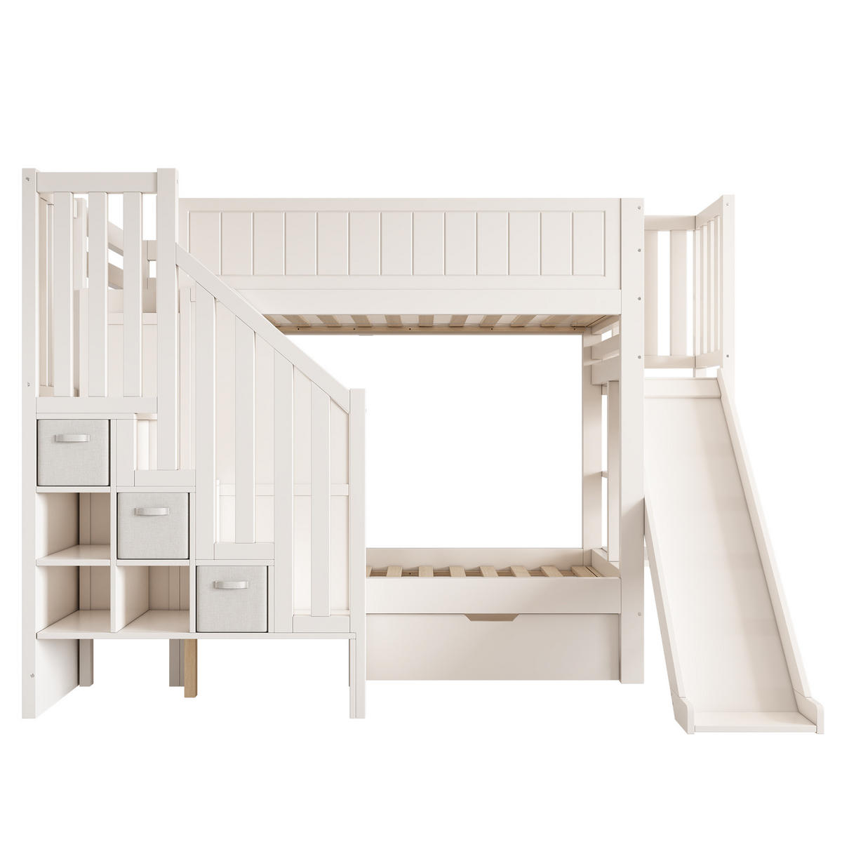 ETAGENBETT Mit Rutsche Weiß 90x200 cm - Weiß, Holz (90/200cm) - ComfortXL