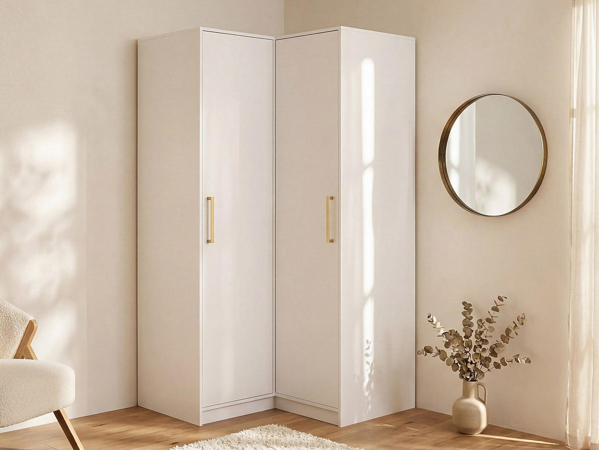 KLEIDERSCHRANK - 115.2 cm x 106.5 cm - holz - weiß Lizandro - Weiß, Holz (115.2/200/106.5cm) - Vente-Unique
